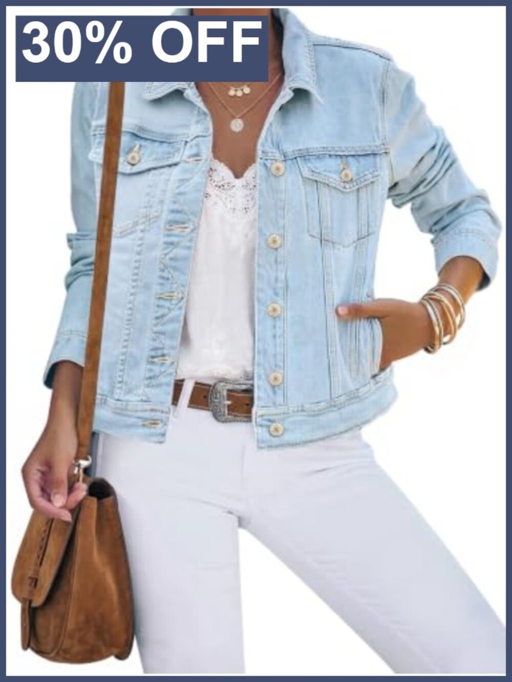 Button Down Stretch Fitted Long Sleeve Denim Jean Jacket